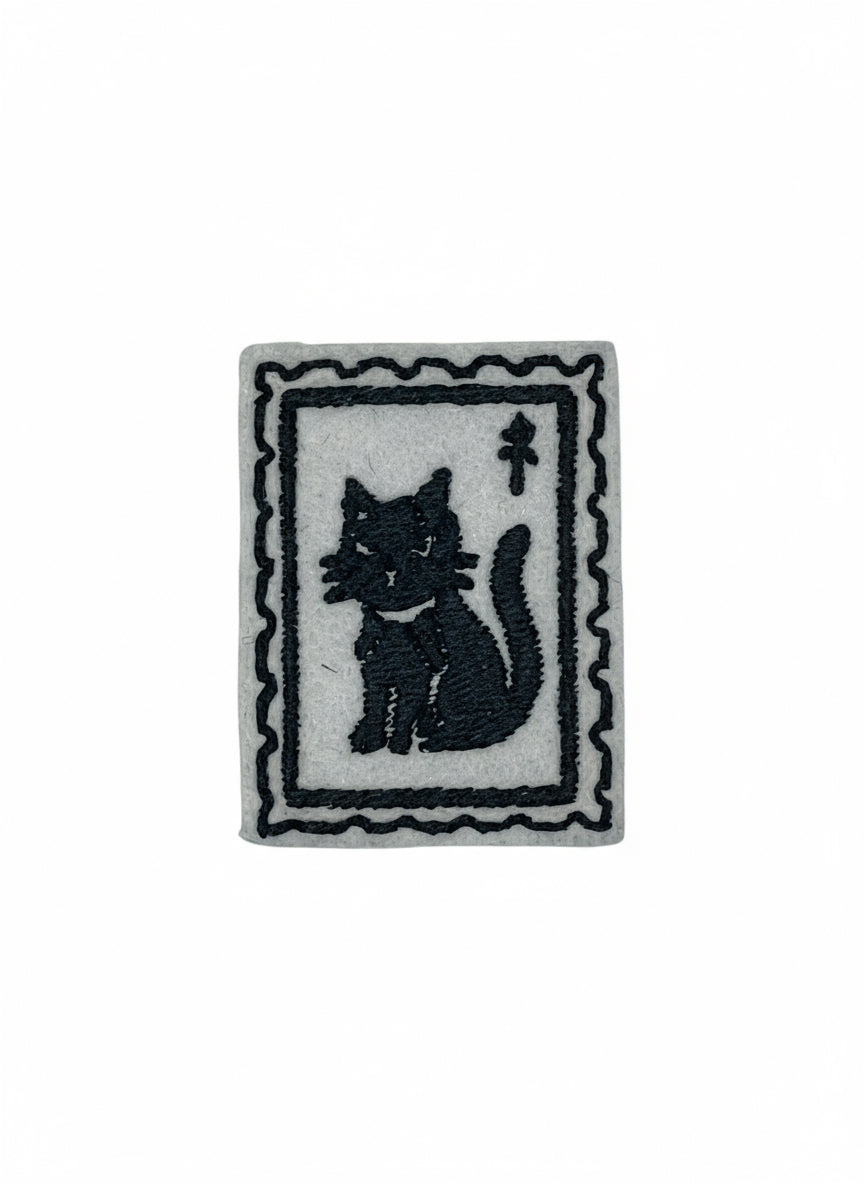 Embroidered Black Cat Ghost Iron-on Patch