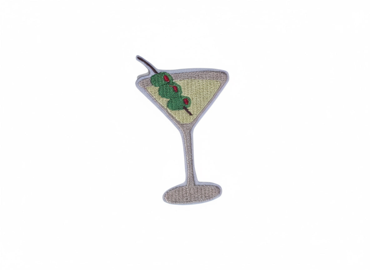 Martini Embroidered Iron-on Patch