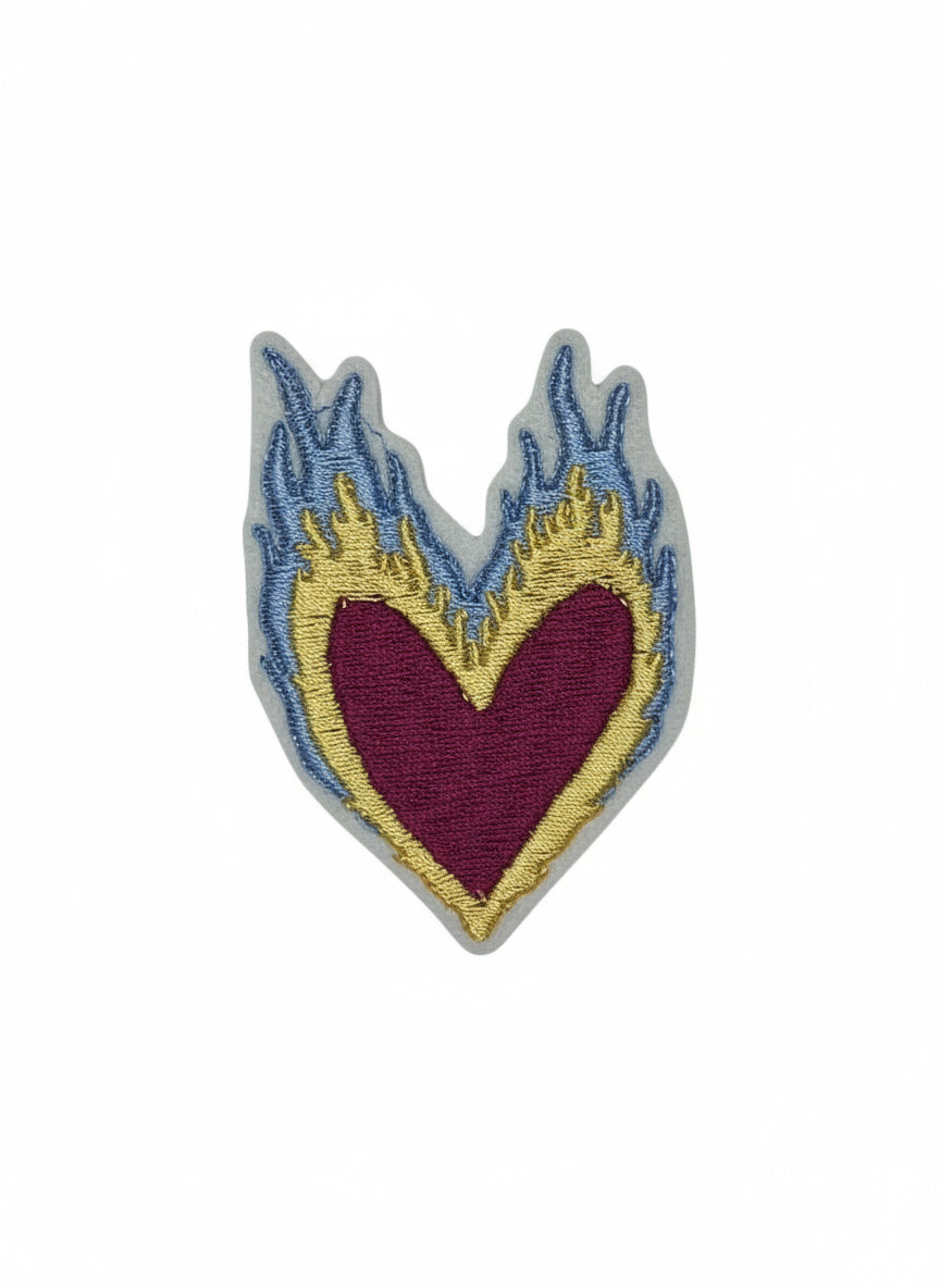Embroidered Flame Heart Iron-on Patch