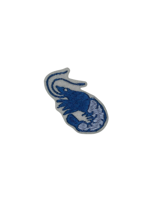 Blue Shrimp Embroidered Iron-on Patch