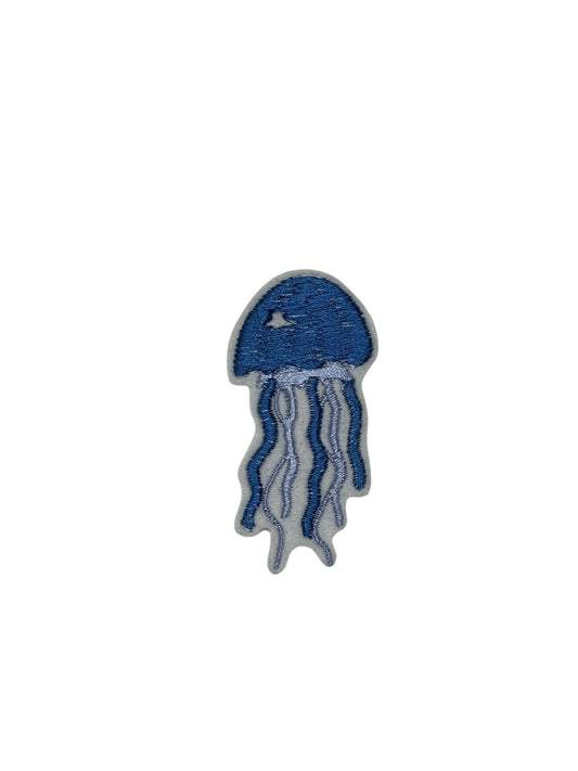 Blue Jellyfish Embroidered Iron-on Patch