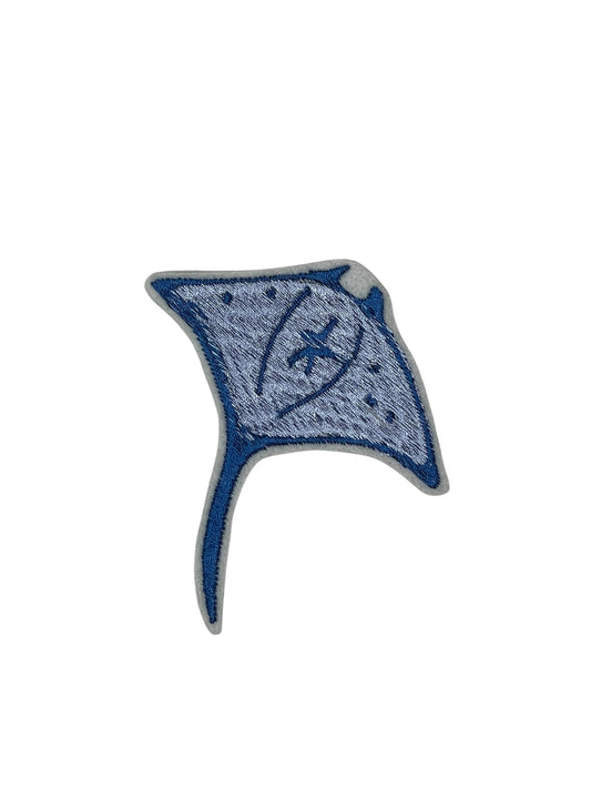 Blue Manta Ray Embroidered Iron-on Patch
