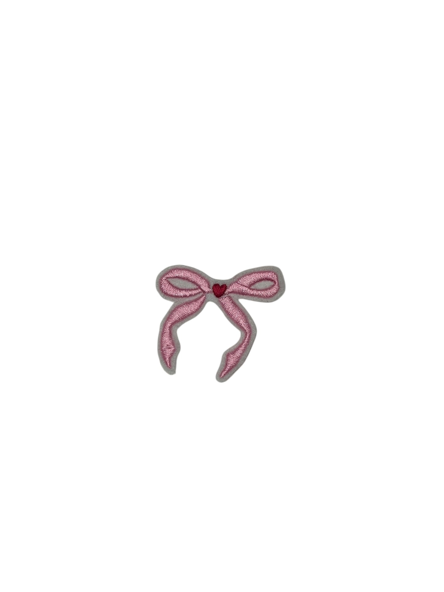 Embroidered Pink Heart Bow Iron-on Patch
