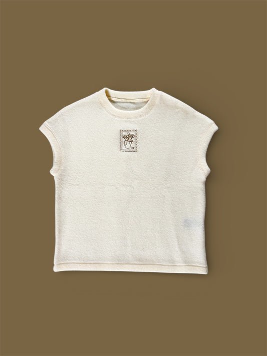 Embroidered Cream Sweater Vest
