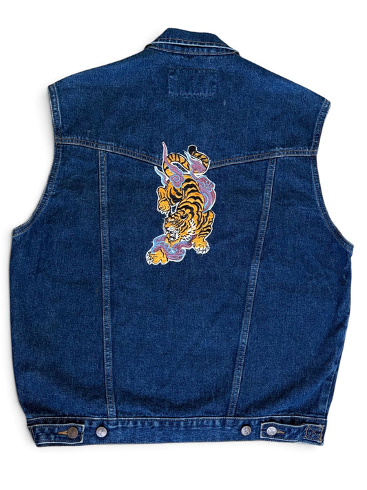 Wrangler Denim Jacket Reworked Tiger Embroidery
