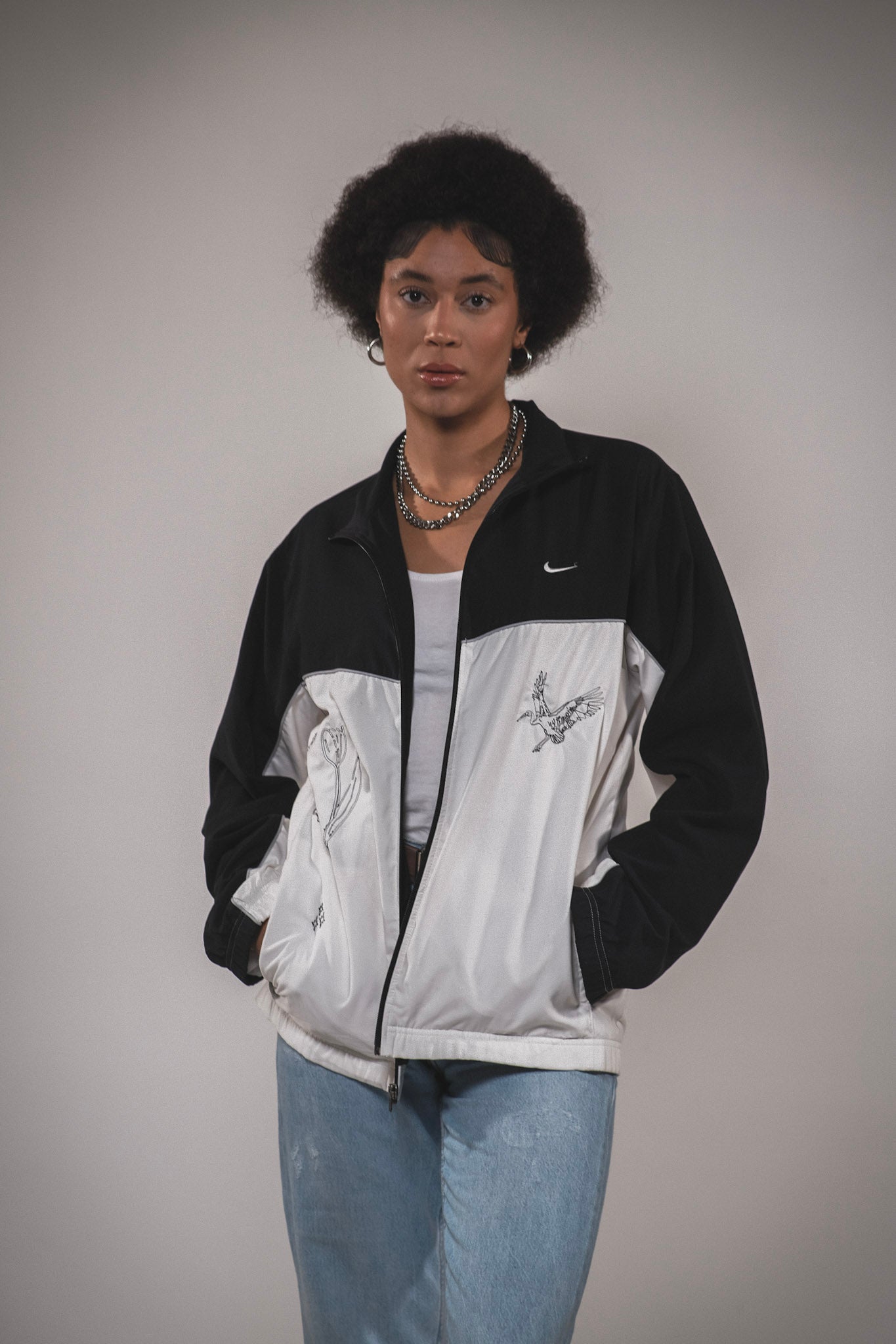 Nike Tracksuit Top Jacket Large Black Colour-block